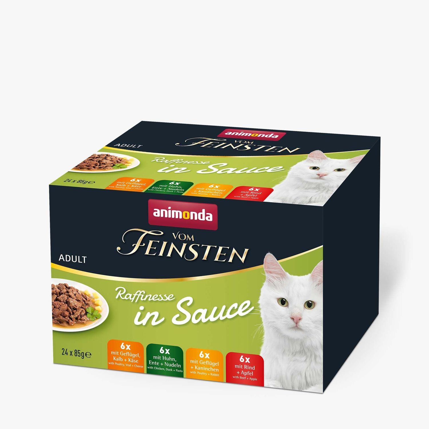 Animonda • vom Feinsten • Raffinesse in Sauce • Adult, Garša:: Ragū izlase mērcē, Iepakojums:: paciņa 85 g., Komplekts:: miks 24 gab.