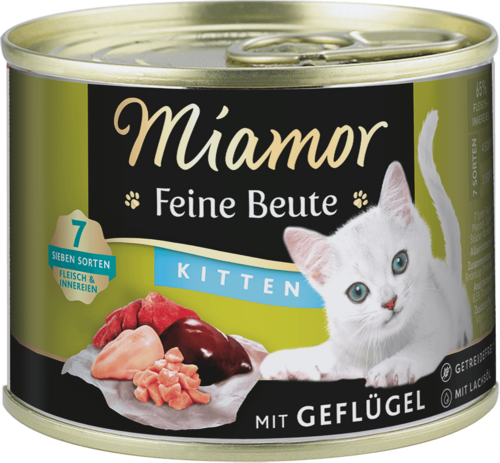 Miamor • Feine Beute • Kitten, Garša:: Putnu gaļa, Iepakojums:: bundža 185 g., Komplekts:: 1 gb.