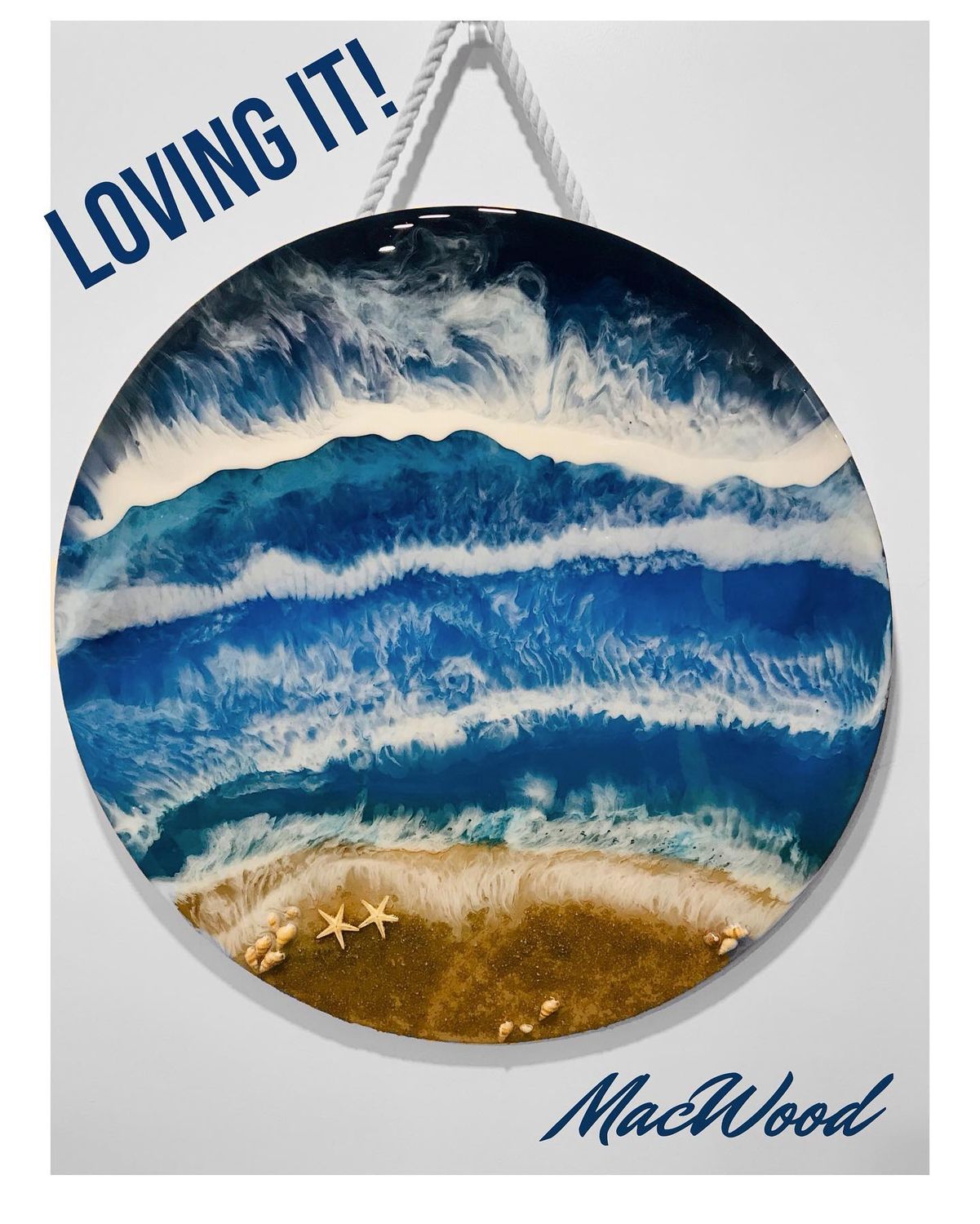 Macwood Wall Hanging Round Ocean 24"