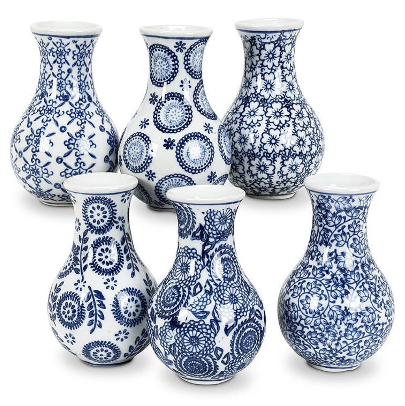 Blue and White Small Bulb Vase