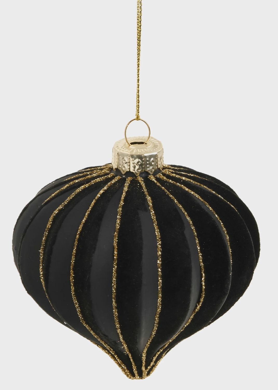 Black and Gold Onion Glass Ornament