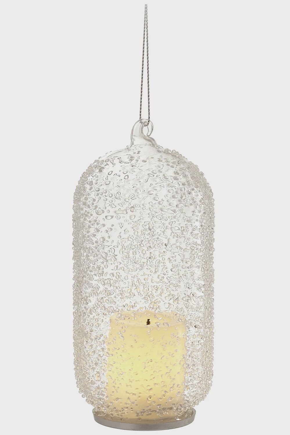 Glass Ornament Candle Holder with LED