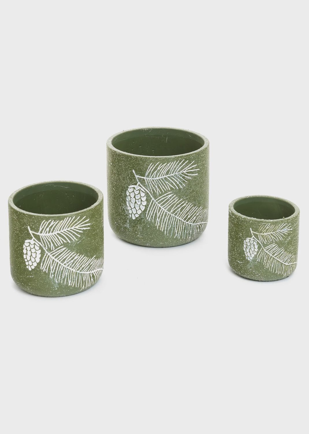 Green Planters with Pine Branches, Size: Small 4x4