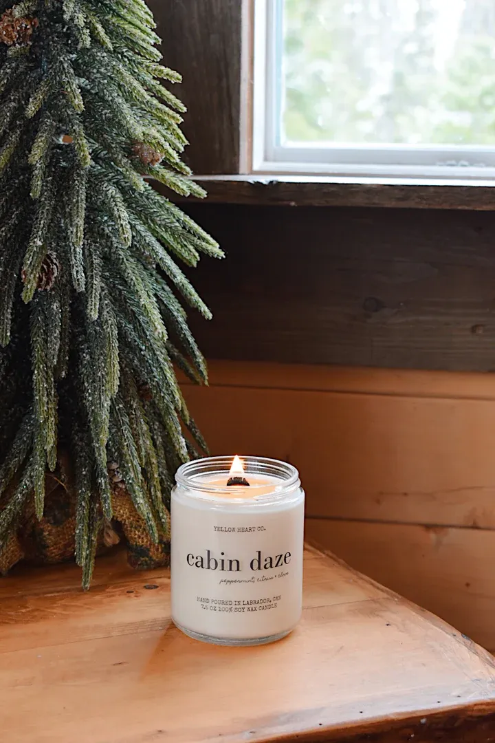 Yellow Heart Co. 8oz Candles, scent: Cabin Daze