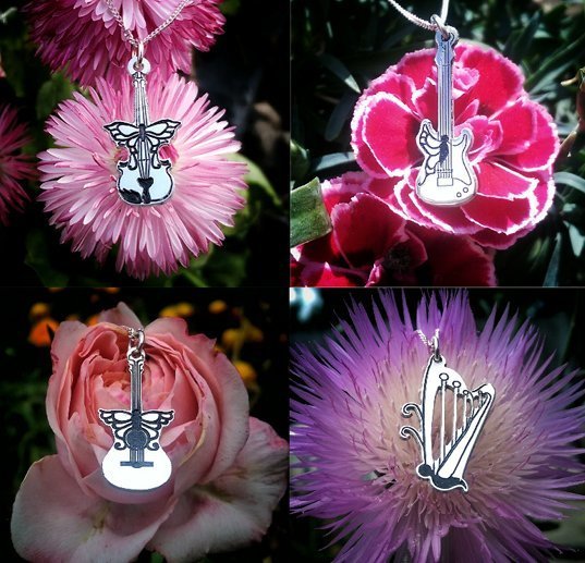 Sterling Silver Butterfly Instrument Necklaces