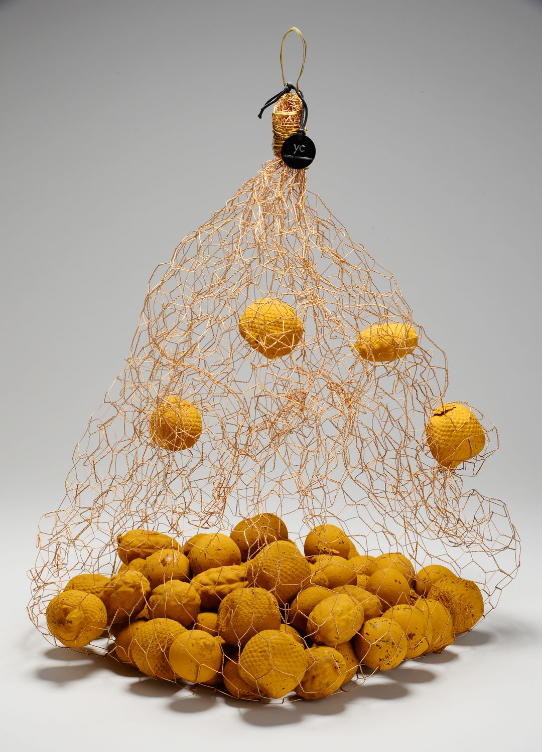 Gaiola 45 Sculpture in Gold with Ochre Buriti Fruits