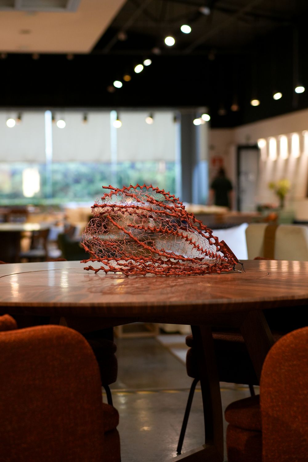 Gaiola 45 Sculpture in Copper with Red Buriti Stems