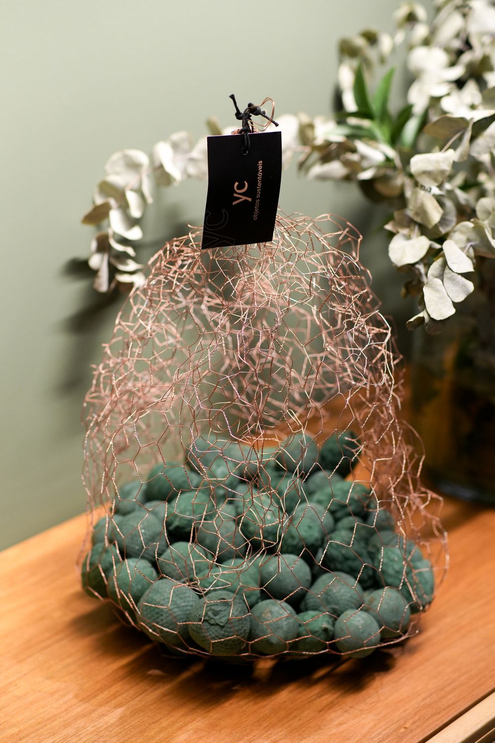 Gaiola 45 Sculpture in Copper with Green Buriti Fruits