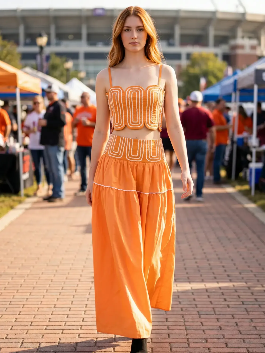 READY SET GO VOLS SKIRT SET, Color: ORANGE, Size: S