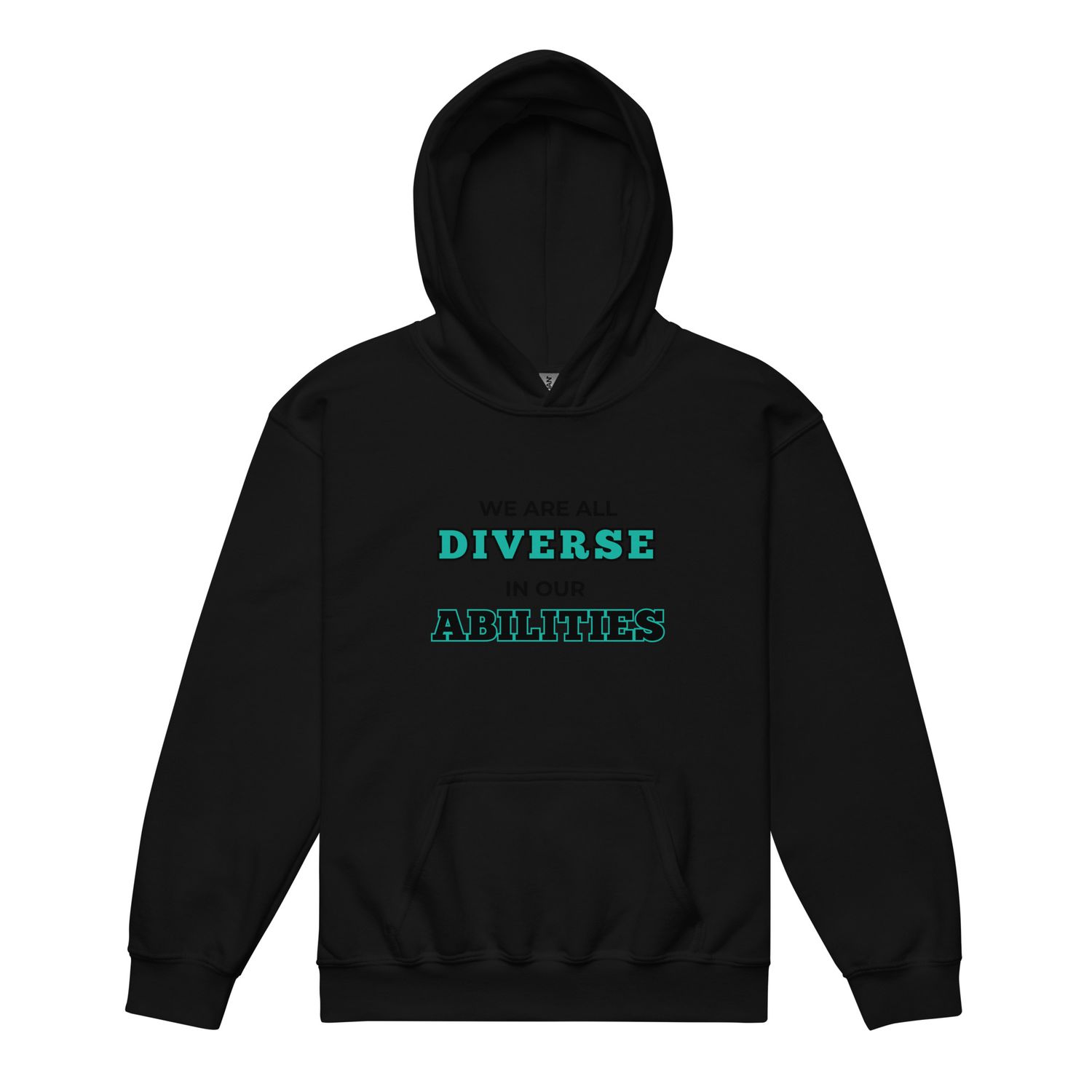 We Are All Diverse in Our Abilities Youth Hoodie – Bold Typography (Light Colours)