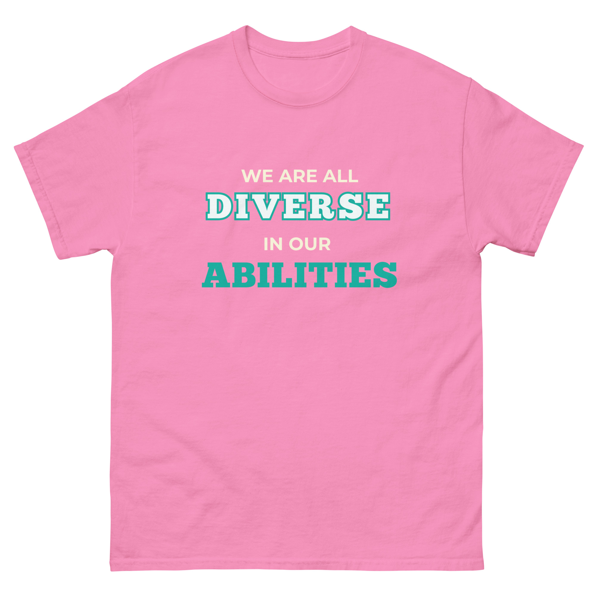 We Are All Diverse in Our Abilities Tee – Bold Typography (Dark Colours, Unisex S–5XL)