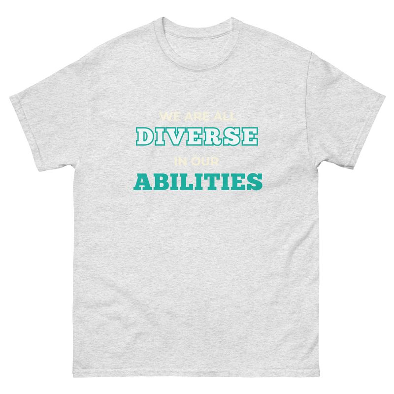 We Are All Diverse in Our Abilities Tee – Bold Typography (Dark Colours, Unisex S–5XL) We Are All Diverse in Our Abilities Tee – Bold Typography (Dark Colours, Unisex S–5XL)