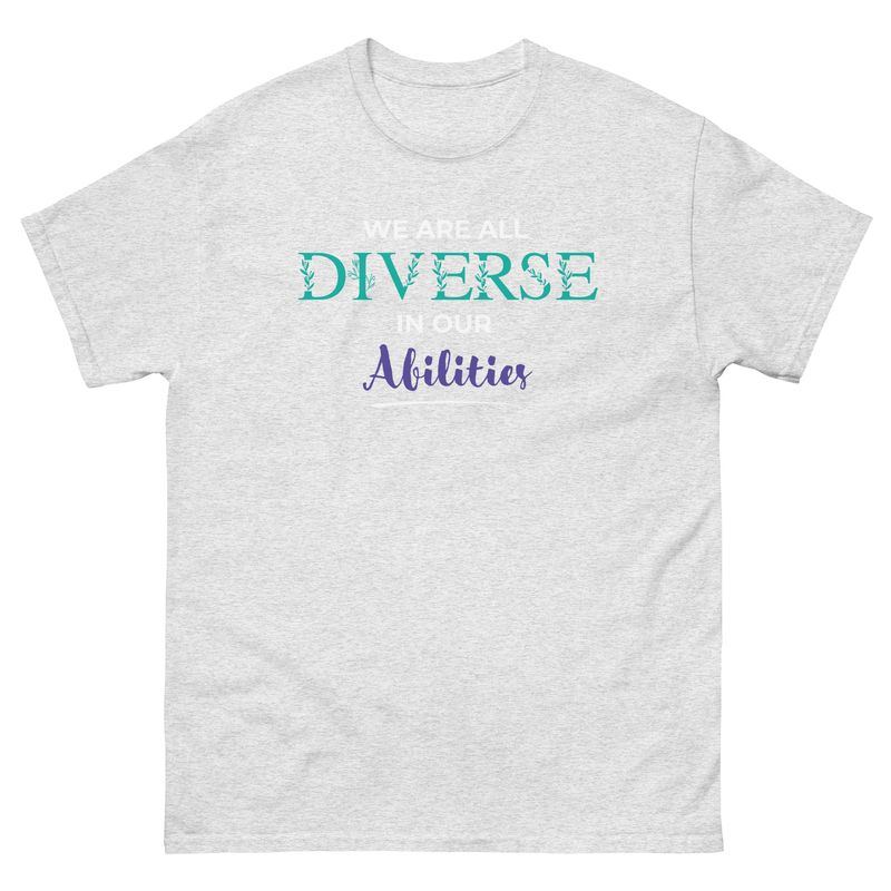 We Are All Diverse in Our Abilities Tee – Floral Accent (Dark Colours, Unisex S–5XL) We Are All Diverse in Our Abilities Tee – Floral Accent (Dark Colours, Unisex S–5XL)