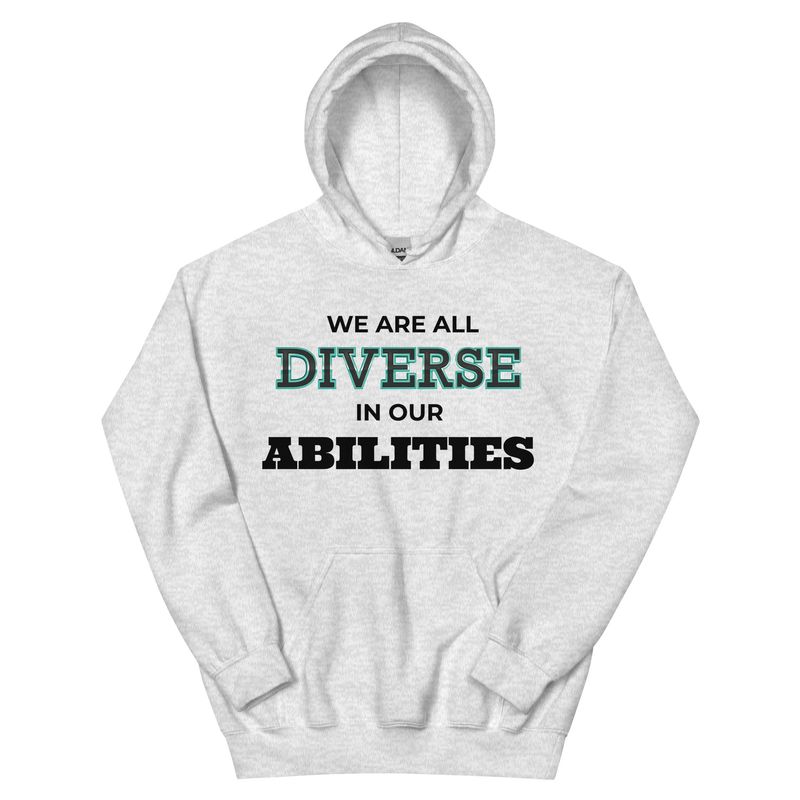 We Are All Diverse in Our Abilities Hoodie – Bold Typography (Light Colours, Unisex S–5XL) We Are All Diverse in Our Abilities Hoodie – Bold Typography (Light Colours, Unisex S–5XL)
