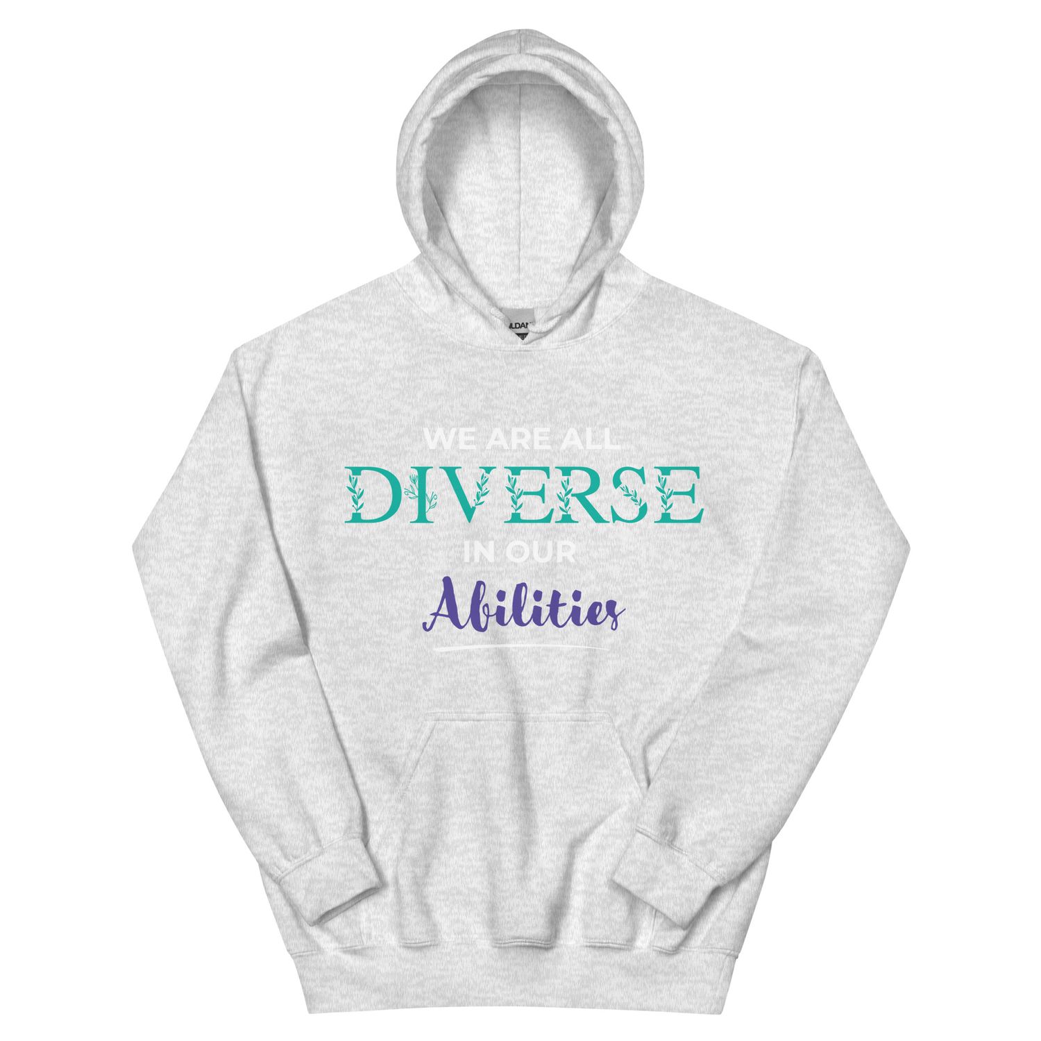 We Are All Diverse in Our Abilities Hoodie – Floral Accent (Dark Colours, Unisex S–5XL)