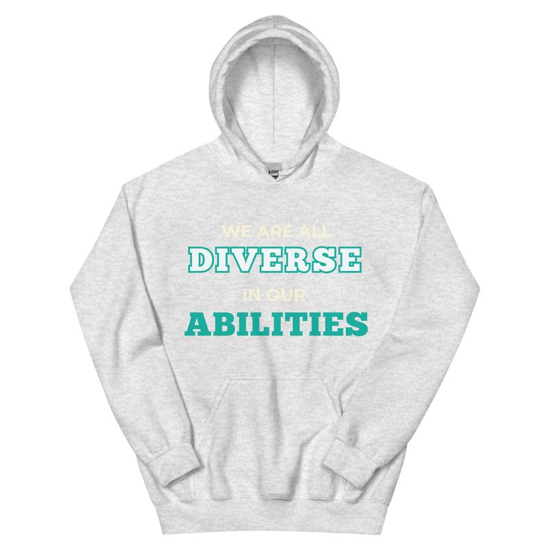 We Are All Diverse in Our Abilities Hoodie – Bold Typography (Dark Colours, Unisex S–5XL) We Are All Diverse in Our Abilities Hoodie – Bold Typography (Dark Colours, Unisex S–5XL)