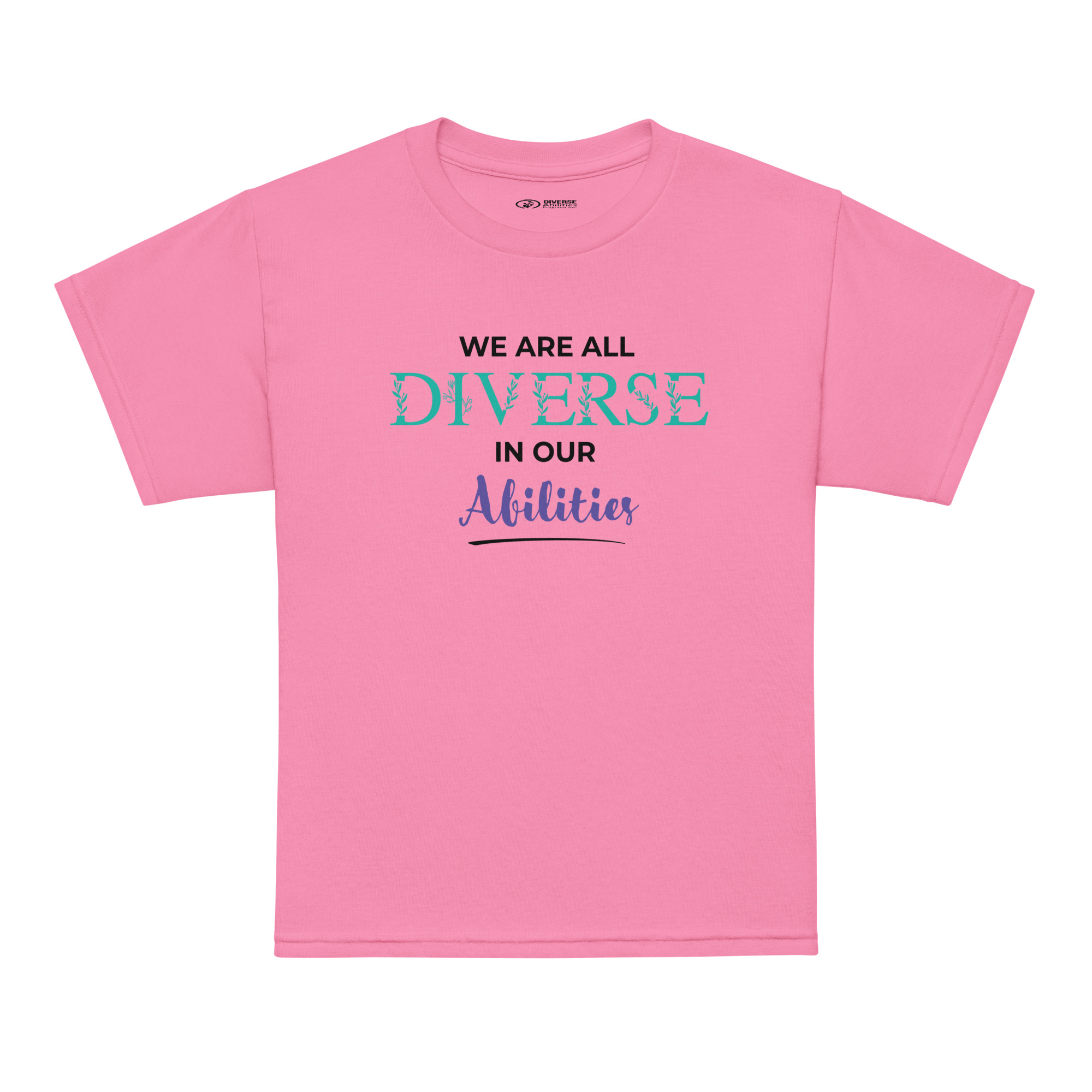 We Are All Diverse in Our Abilities Youth Tee – Floral Accent (Light Colours)
