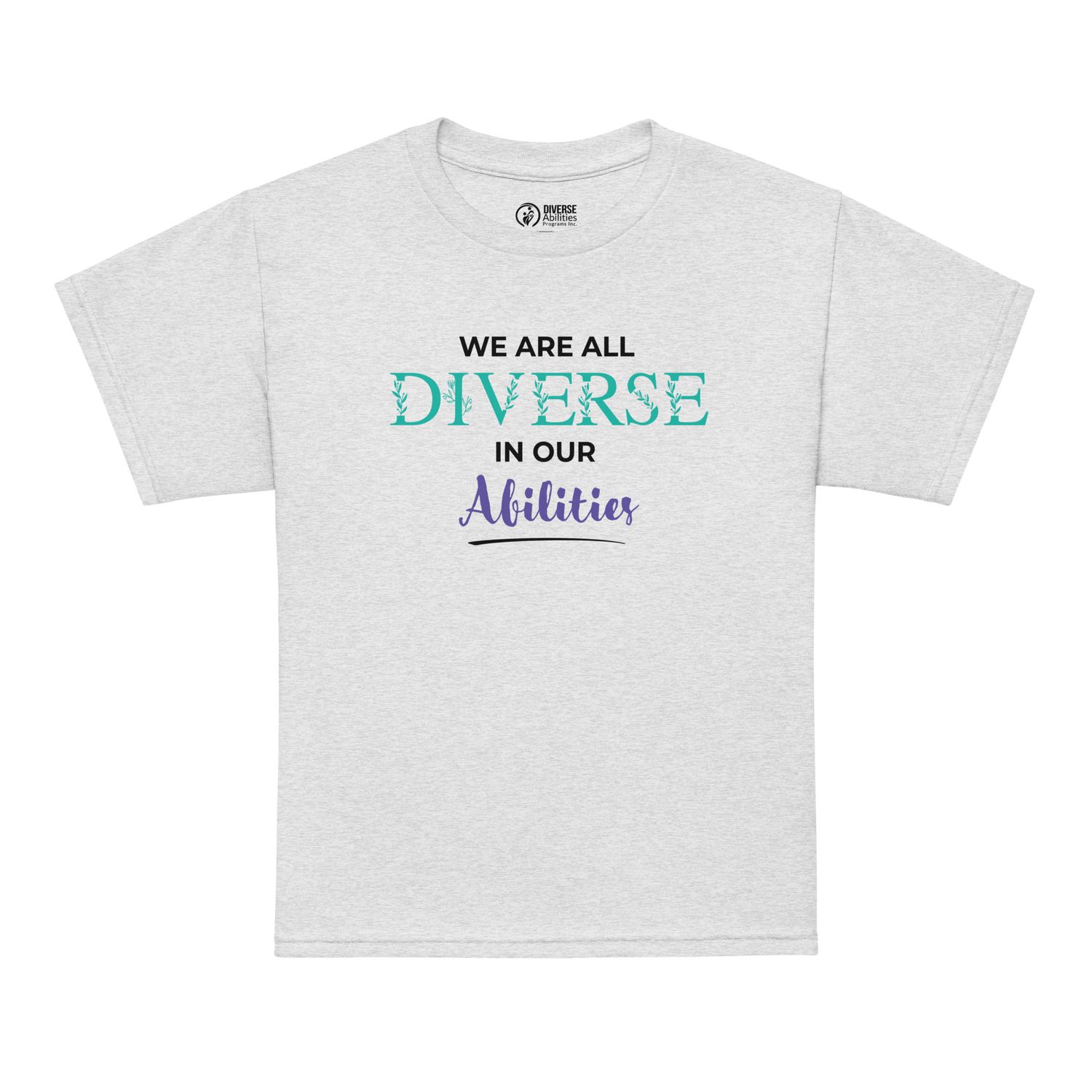 We Are All Diverse in Our Abilities Youth Tee – Floral Accent (Light Colours)