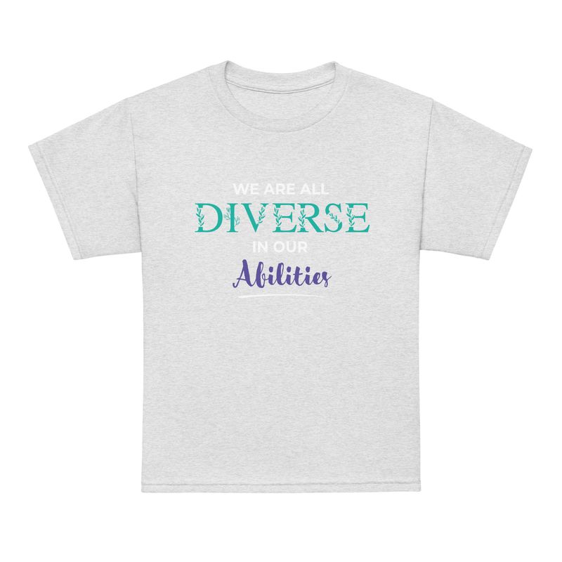 We Are All Diverse in Our Abilities Youth Tee – Floral Accent (Dark Colours) We Are All Diverse in Our Abilities Youth Tee – Floral Accent (Dark Colours)