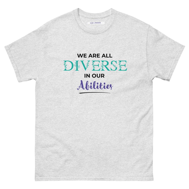 We Are All Diverse in Our Abilities White Tee – Floral Accent Design (Unisex S–5XL) We Are All Diverse in Our Abilities White Tee – Floral Accent Design (Unisex S–5XL)