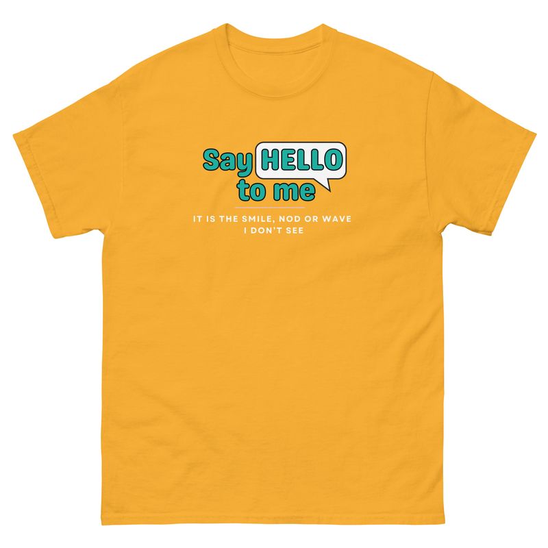 “Say HELLO” Disability Awareness Black Tee – Unisex “Say HELLO” Disability Awareness Black Tee – Unisex