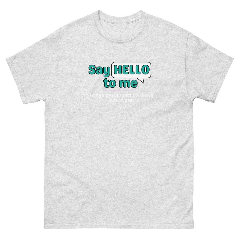 “Say HELLO” Disability Awareness Black Tee – Unisex “Say HELLO” Disability Awareness Black Tee – Unisex