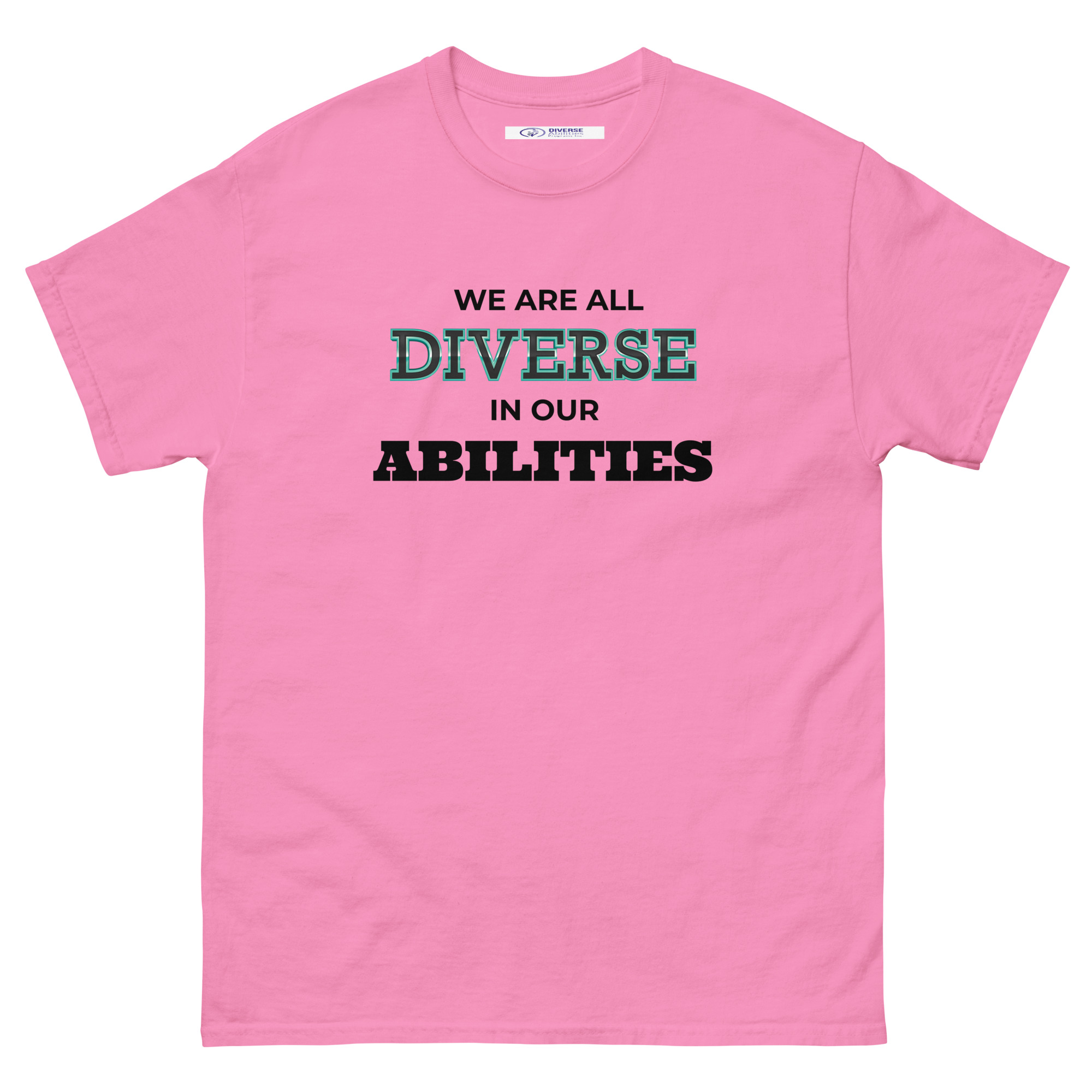 We Are All Diverse in Our Abilities White Tee – Bold Typography Design (Unisex S–5XL)