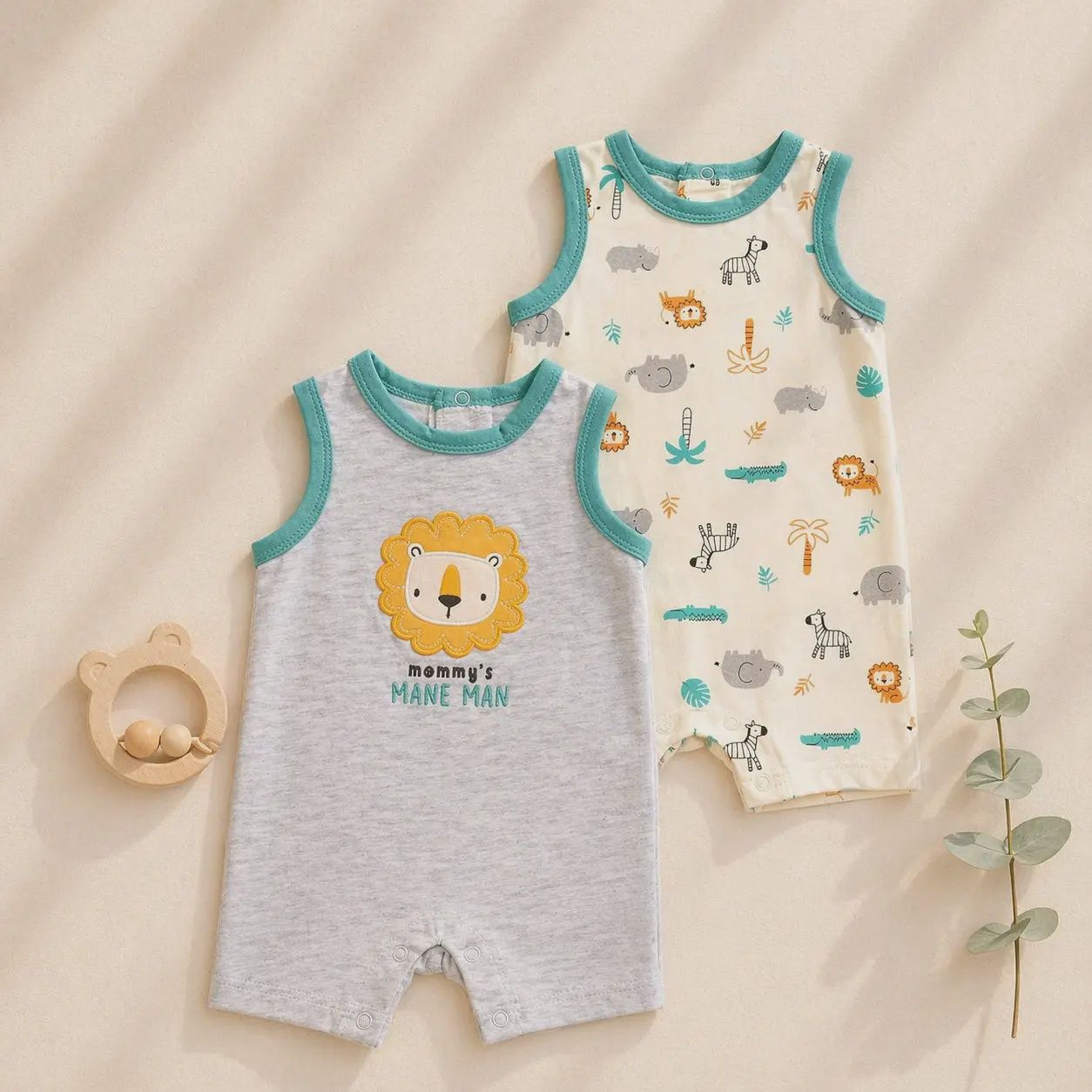 2pcs Set Baby Sleeveless Rompers Tank Top Jumpsuit