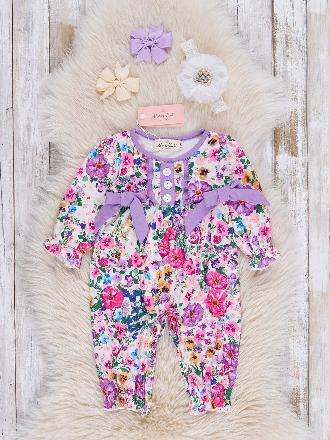 Spring Blossoms Ruffle Romper, Size: 12/18MOS