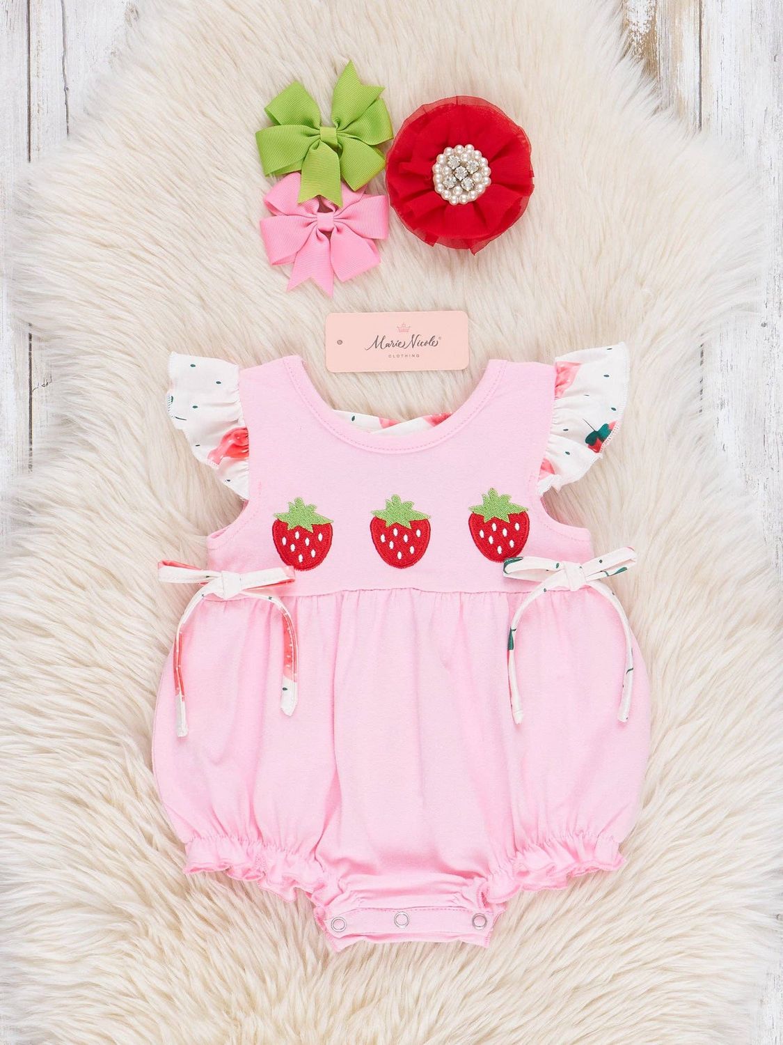 Berry Fresh and Fun Embroidered Cotton Bubble Romper