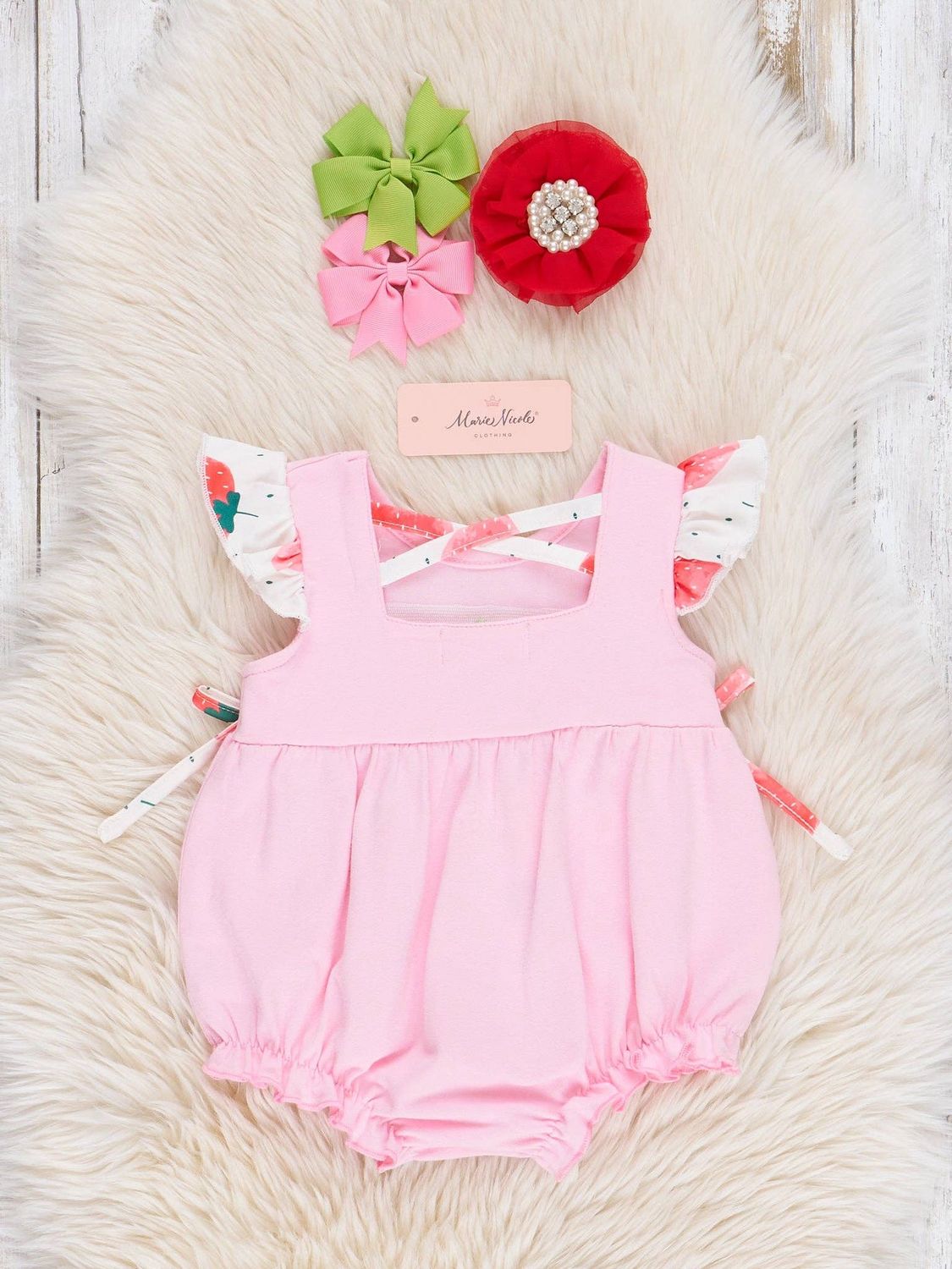Berry Fresh and Fun Embroidered Cotton Bubble Romper