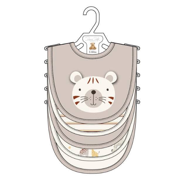 5 Pack Soft Cotton Poly Embroidered Baby Bibs