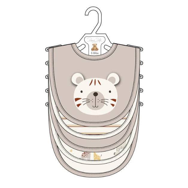 5 Pack Soft Cotton Poly Embroidered Baby Bibs