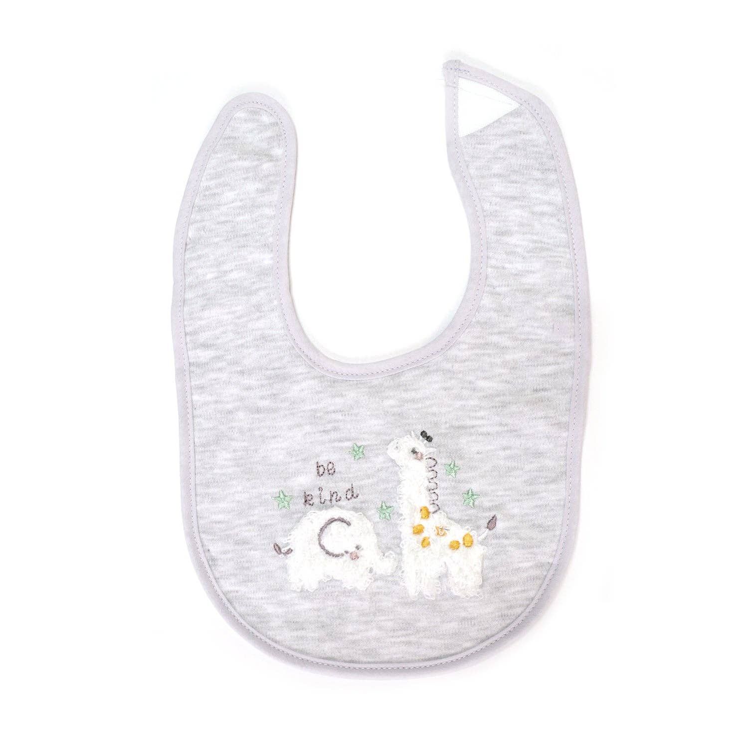 5 Pack Elephant &amp; Giraffe Soft Cotton Poly Embroidered Baby Bibs