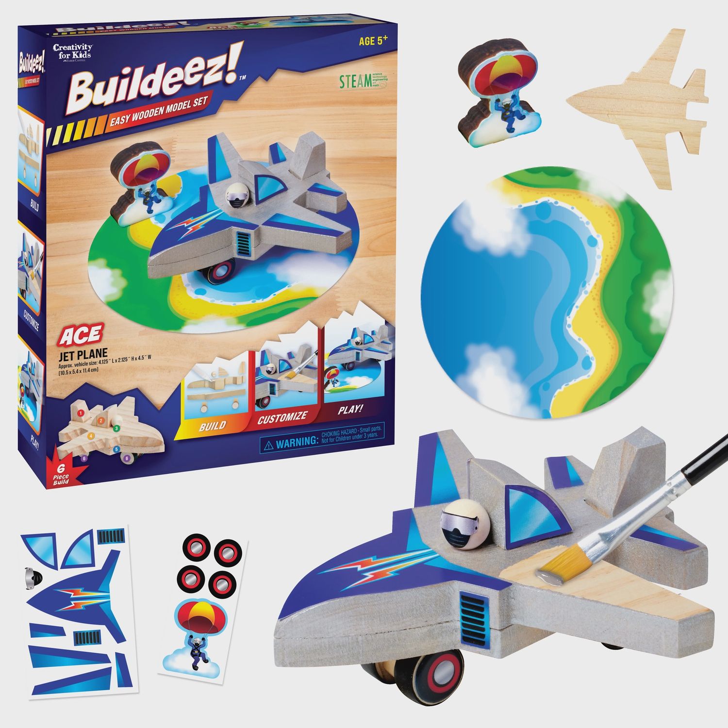 Buildeez! Ace Jet Plain - DIY Wooden Craft Kit for Kids