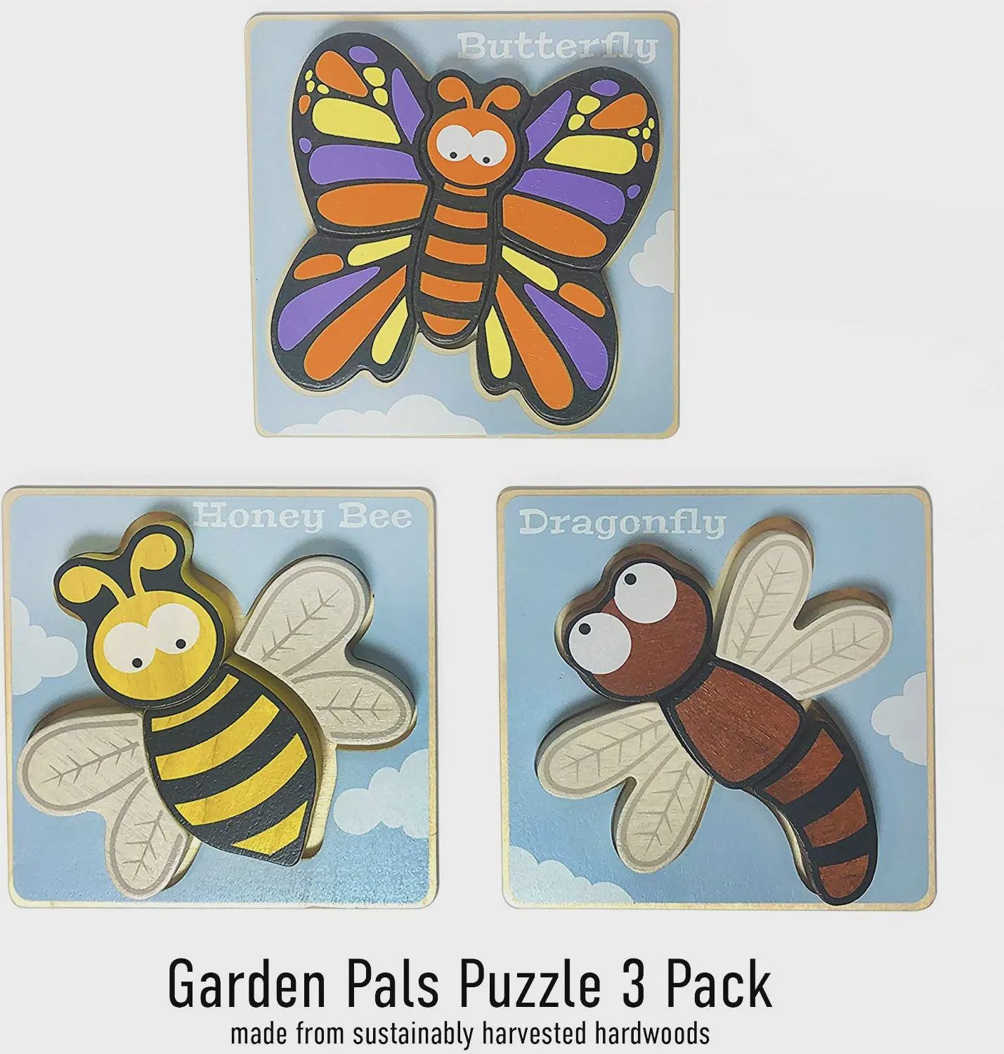 Garden Animals Puzzles 3-Pack Chunky Pieces 5 piece Puzzles