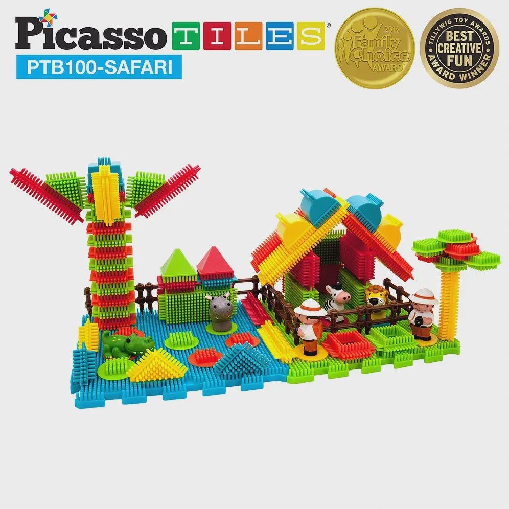 PicassoTiles 100pc Safari Hedgehog Building Block Set
