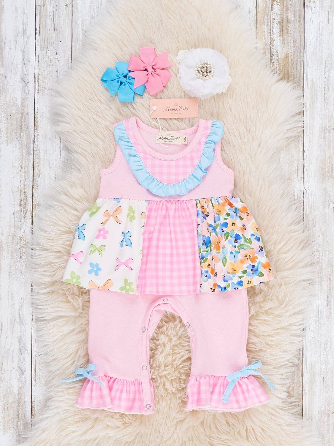 Spring Garden Bows Ruffle Romper