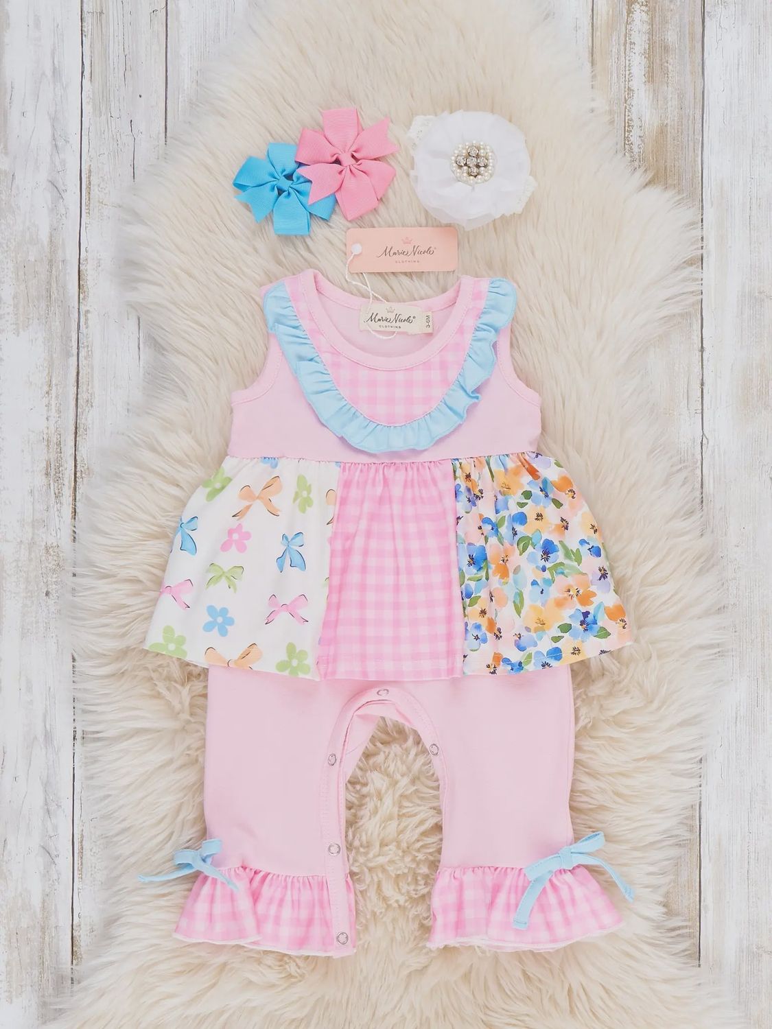 Spring Garden Bows Ruffle Romper