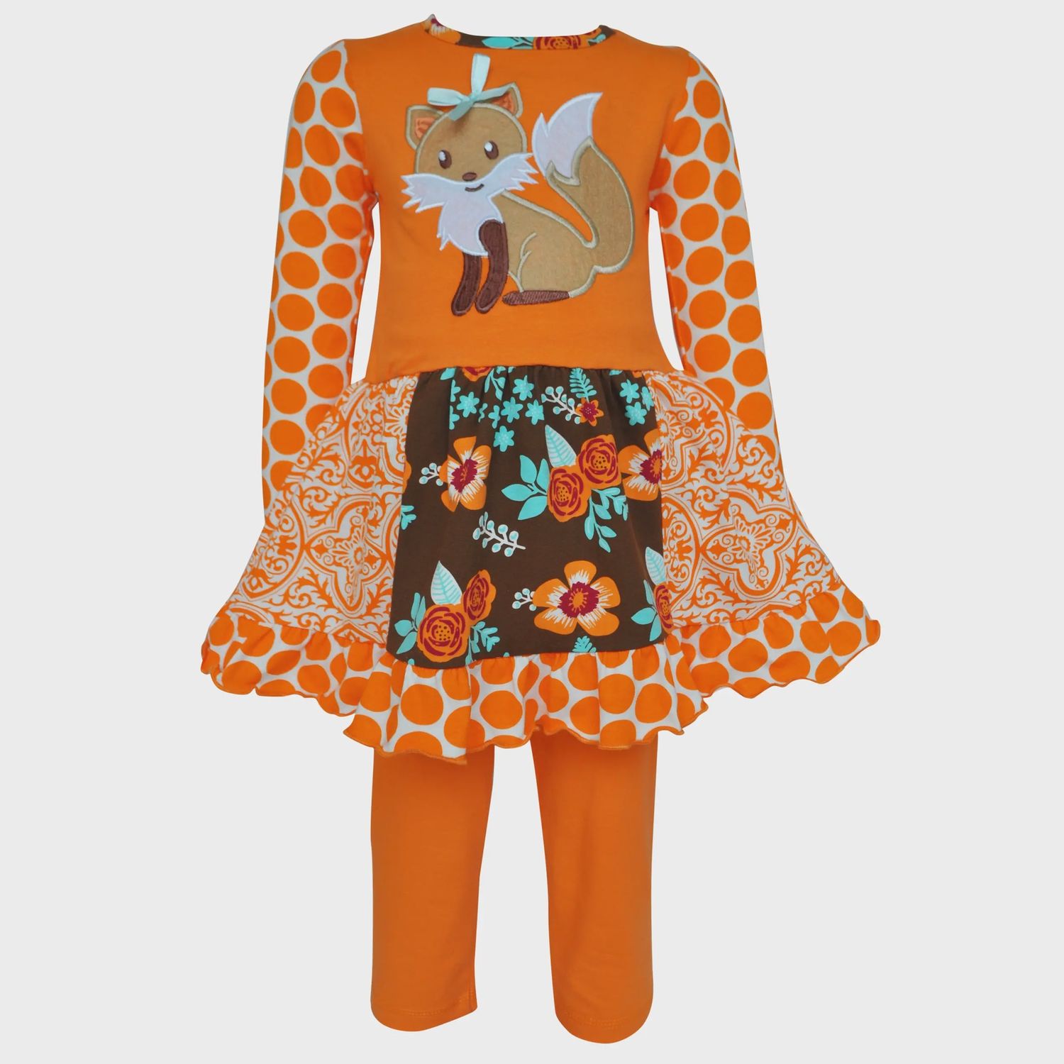 AnnLoren Cute Fox Forest Friends Girls Dress Orange Outfit