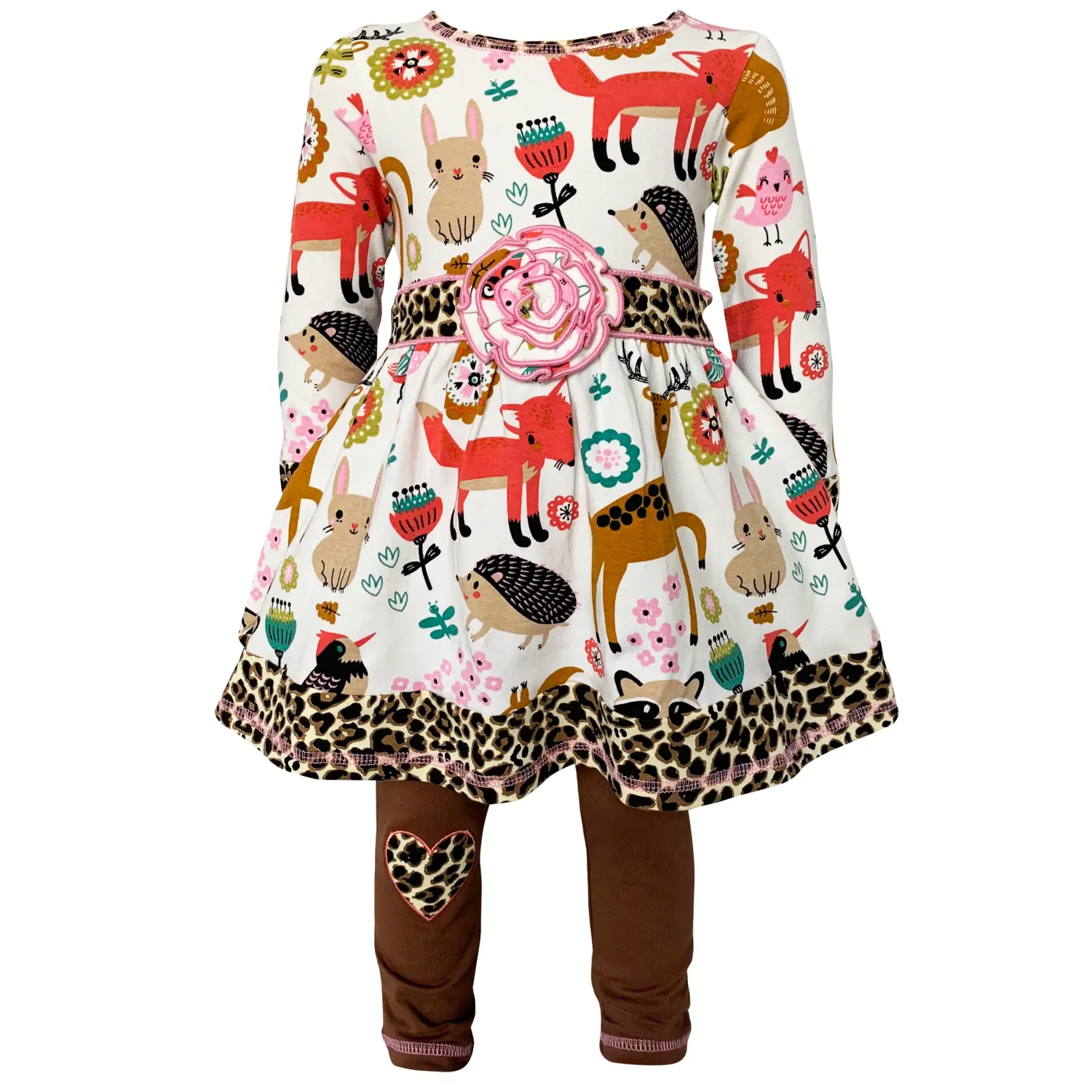 AnnLoren Forest Animals Dress Leggings Boutique Clothing Set