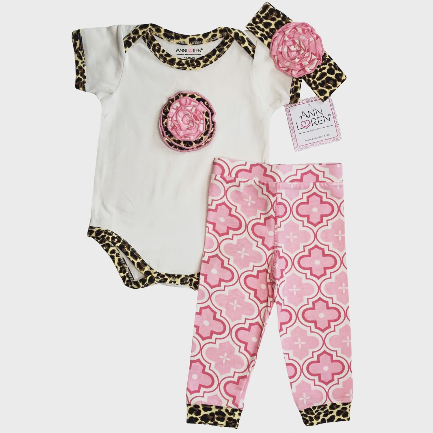 AnnLoren Pink Leopard Baby Girls Layette Set Shower Gift PP