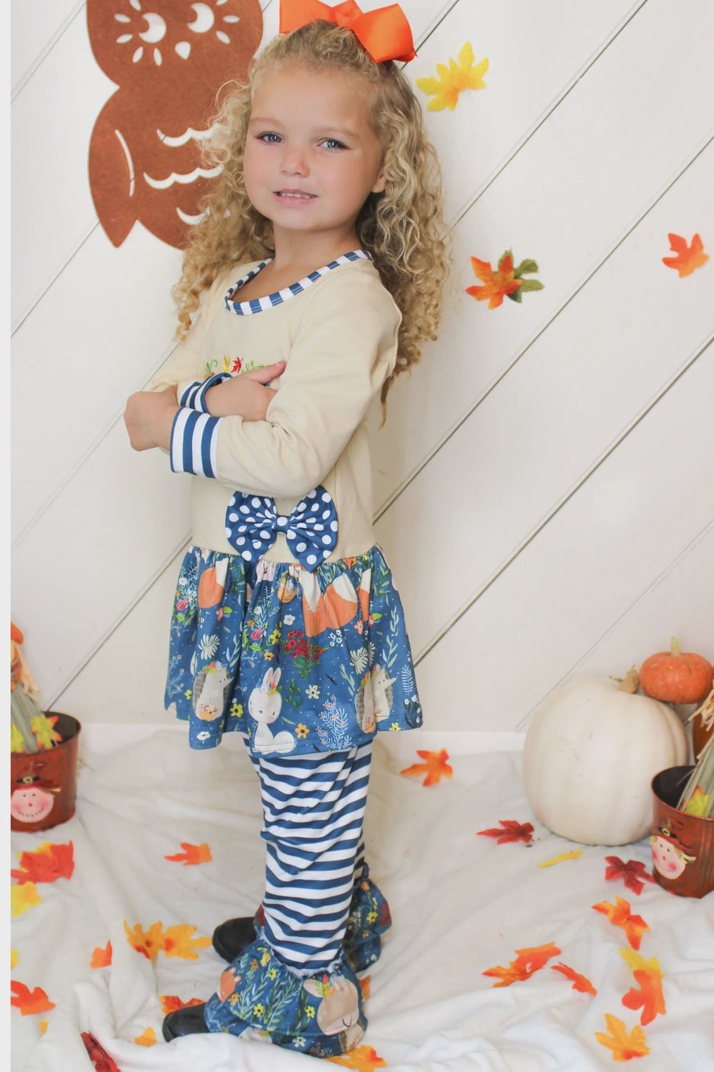 Baby Toddler Little Give Thanks Skirted Dress &amp; Pants Outfit Set