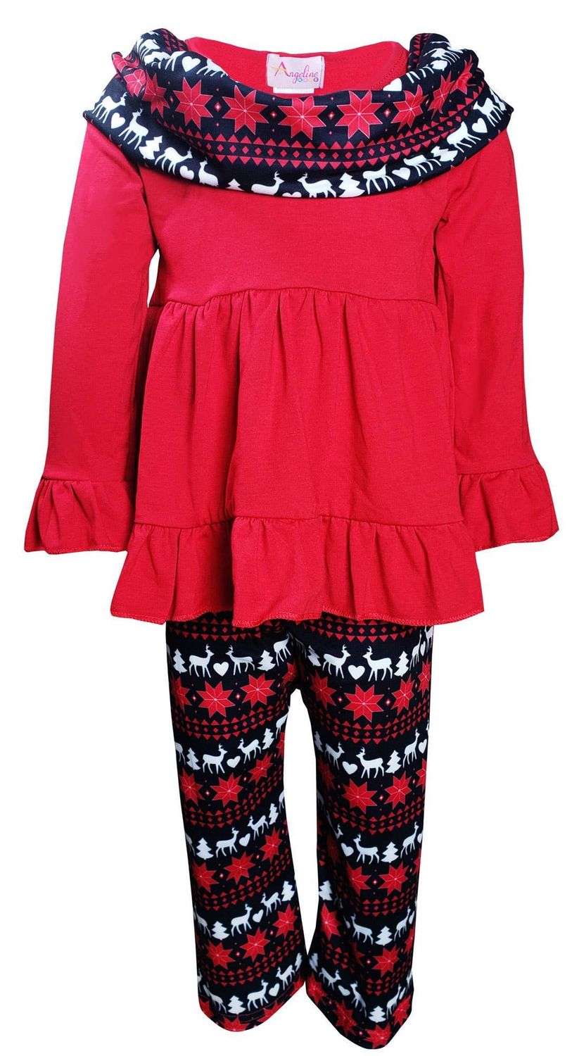CLEARANCE Baby Girls Christmas Santa Reindeer Scarf Outfit