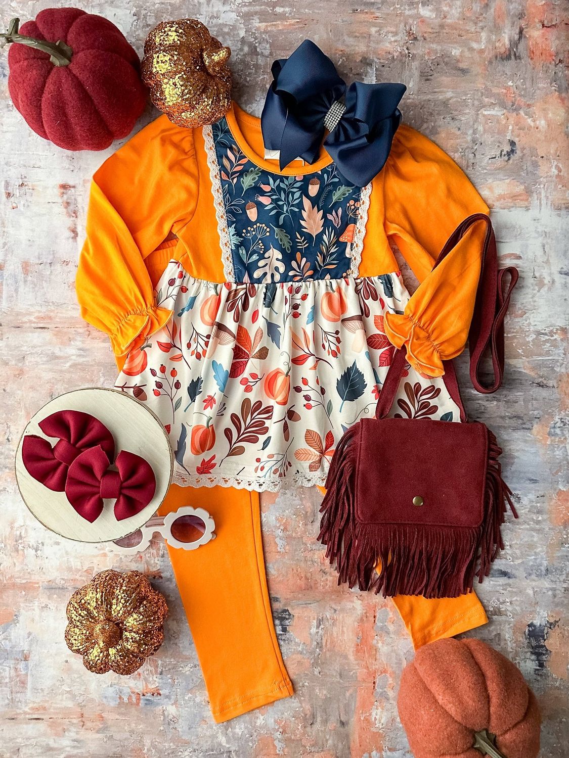 Falling Leaves &amp; Pumpkin Dreams Leggings Set
