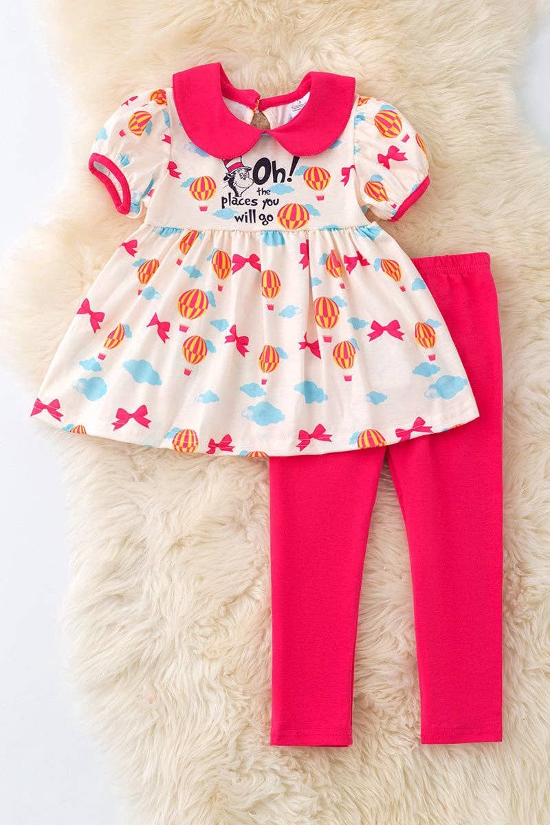 Oh the places we will go" Dr.Seu** printed tunic &amp; leggings. OFG50485 AMY
