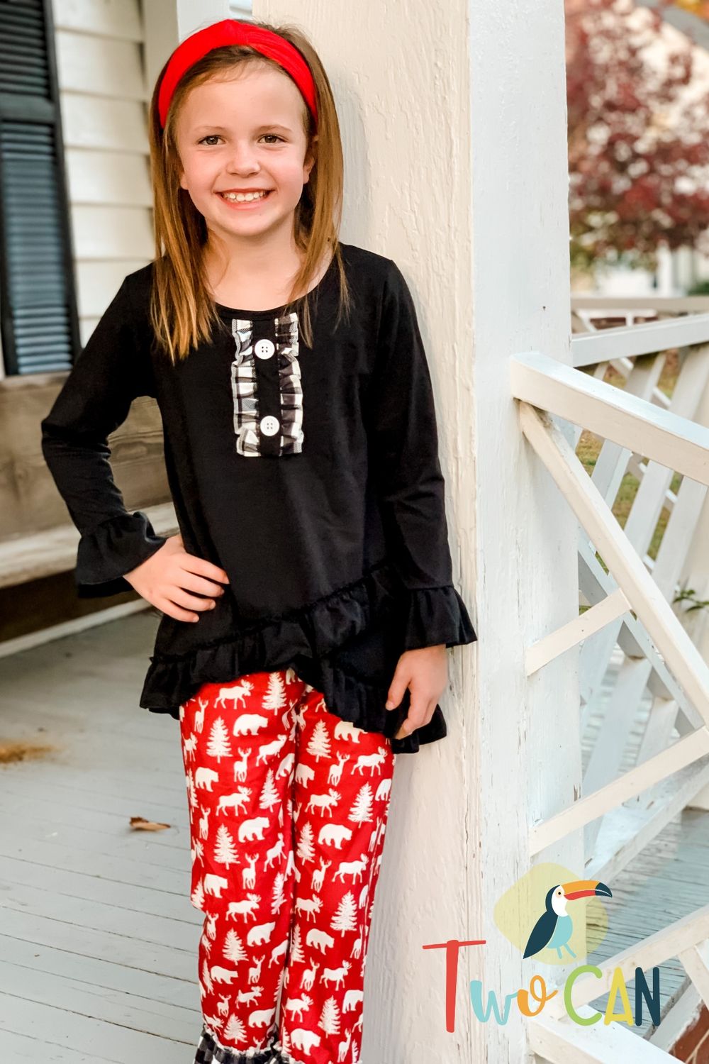 Winter Woodland Triple Ruffle Pants Set by Two Can