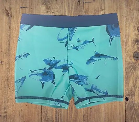 Blue Shark Drawstring Boy Swim Trunk