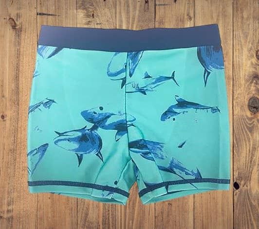 Blue Shark Drawstring Boy Swim Trunk