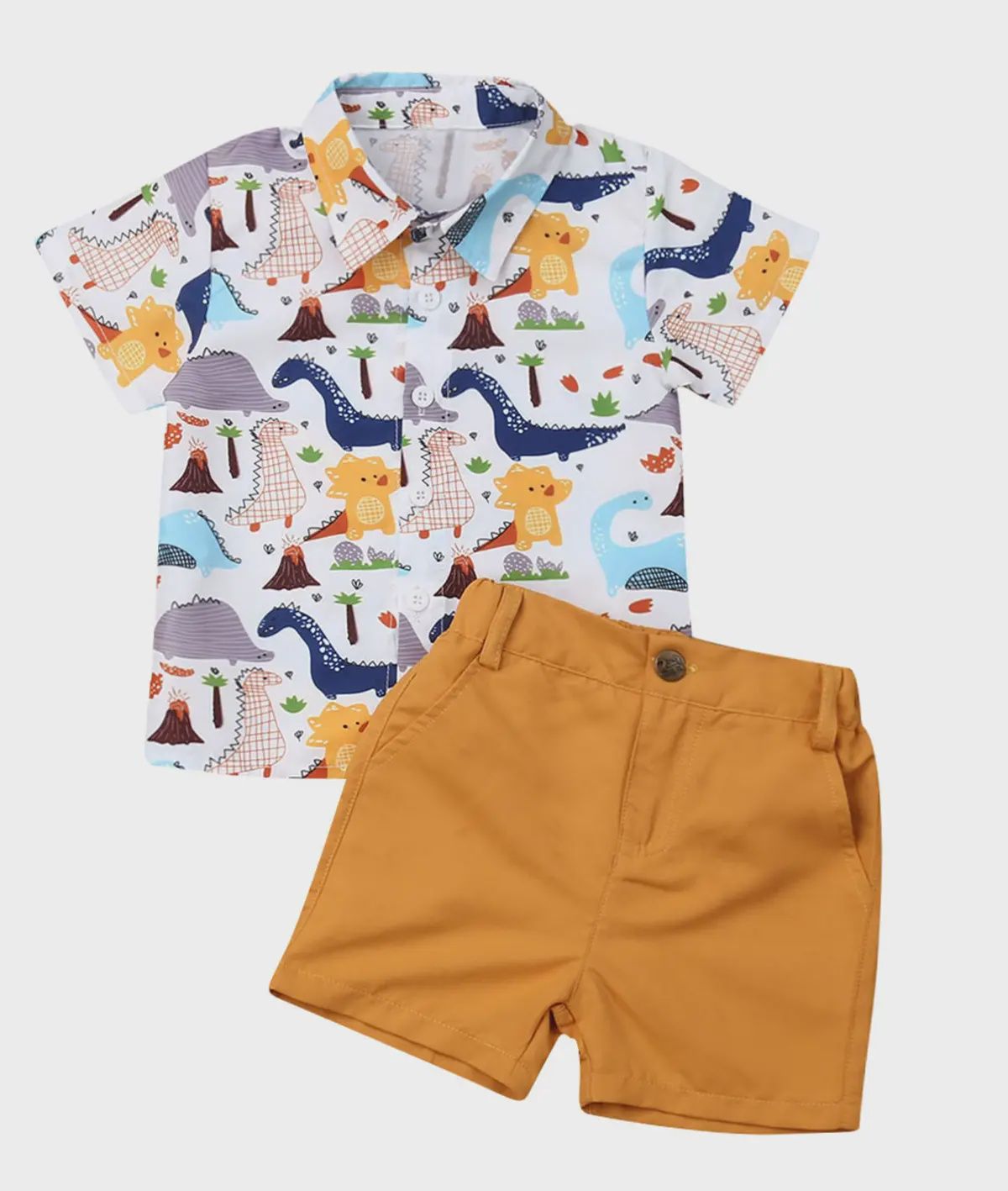 Dinosaur Button-Up Boy Shirt &amp; Short